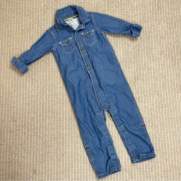 Carter’s Little Captain Chambray Long Sleeve Jumpsuit Size 24 Months Baby - Picture 2 of 9
